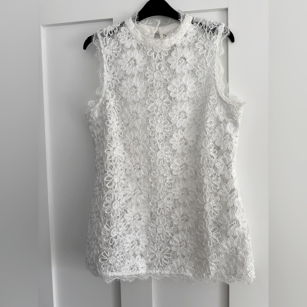 Anne Fontaine Floral Lace Sleeveless Blouse